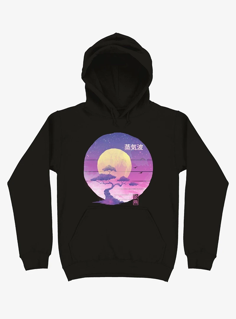Neon Bonsai Wave Black Hoodie