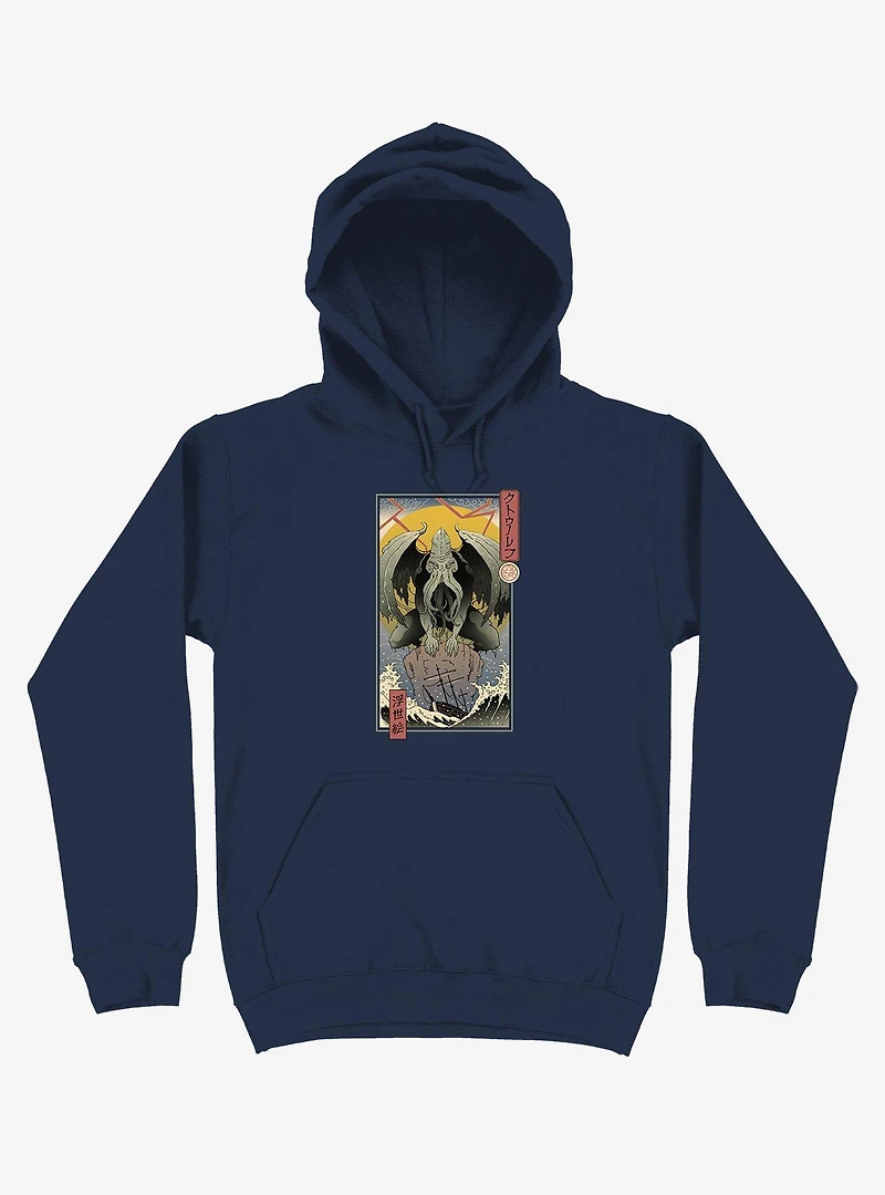 Ocean Cthulhu Edo Navy Blue Hoodie
