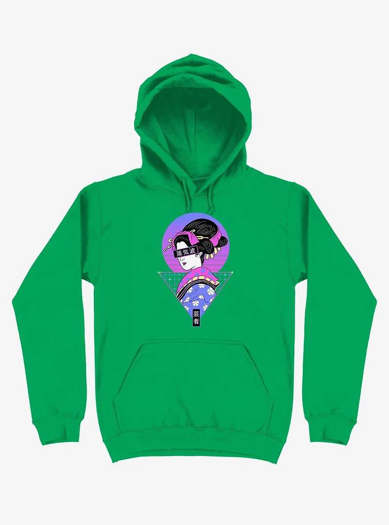 Neon Geisha Wave Kelly Green Hoodie