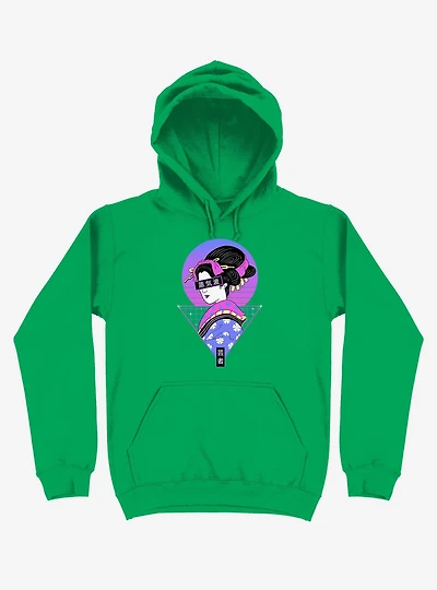 Neon Geisha Wave Kelly Green Hoodie