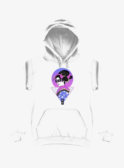 Neon Geisha Wave White Hoodie