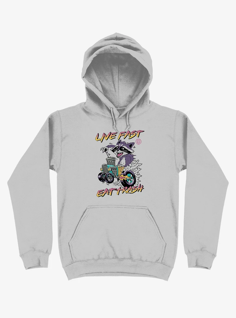 Raccoon Live Fast Eat Trash! Silver Hoodie