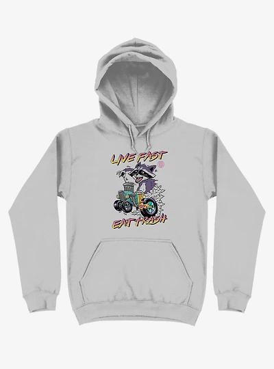 Raccoon Live Fast Eat Trash! Silver Hoodie