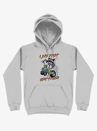 Raccoon Live Fast Eat Trash! Silver Hoodie