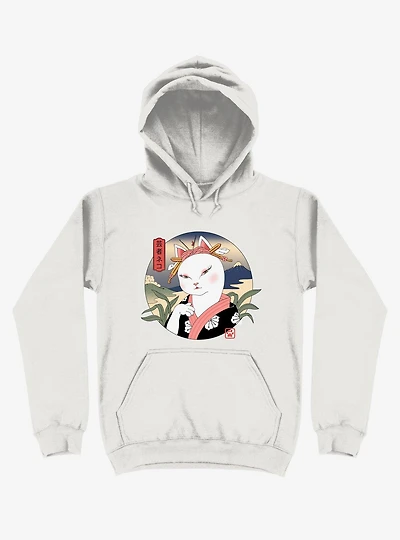 Cat Neko Geisha White Hoodie