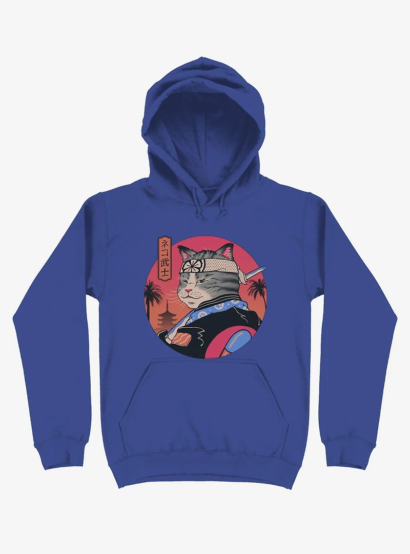 Samurai Cat Royal Blue Hoodie