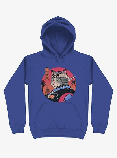 Samurai Cat Royal Blue Hoodie
