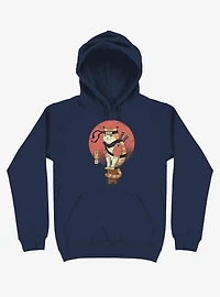 Orange Shinobi Cat Navy Blue Hoodie