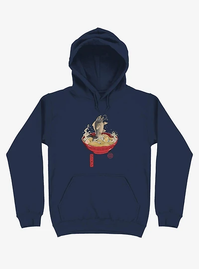 Fish Ramen Navy Blue Hoodie
