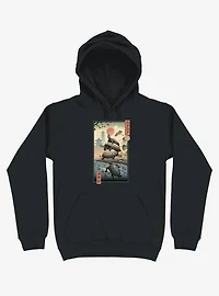 Turtle Stream Kame Ukiyo-e Black Hoodie