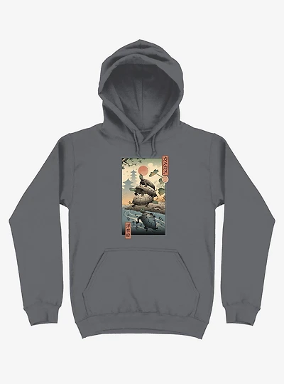 Turtle Stream Kame Ukiyo-e Asphalt Grey Hoodie