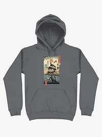 Turtle Stream Kame Ukiyo-e Asphalt Grey Hoodie