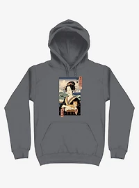 Geisha Cat Lisa Ukiyo-e Asphalt Grey Hoodie