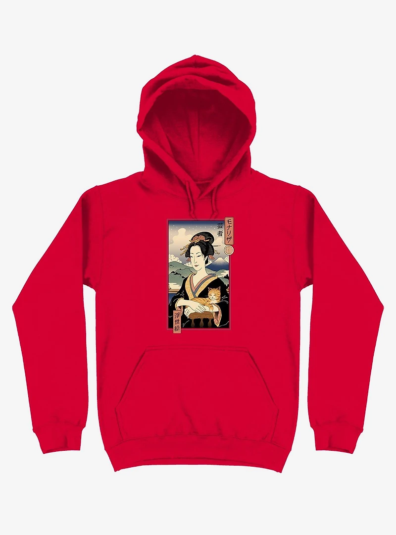 Geisha Cat Lisa Ukiyo-e Red Hoodie