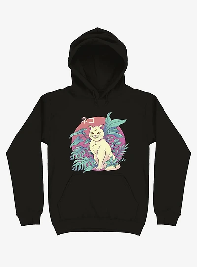 Leaves Vapor Cat Black Hoodie