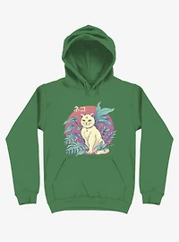 Leaves Vapor Cat Kelly Green Hoodie