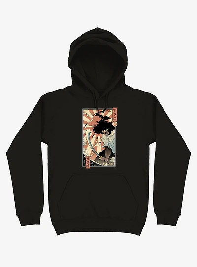 Samurai Sword Ocean Ukiyo-e Black Hoodie