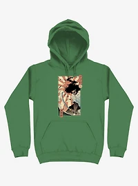 Samurai Sword Ocean Ukiyo-e Kelly Green Hoodie