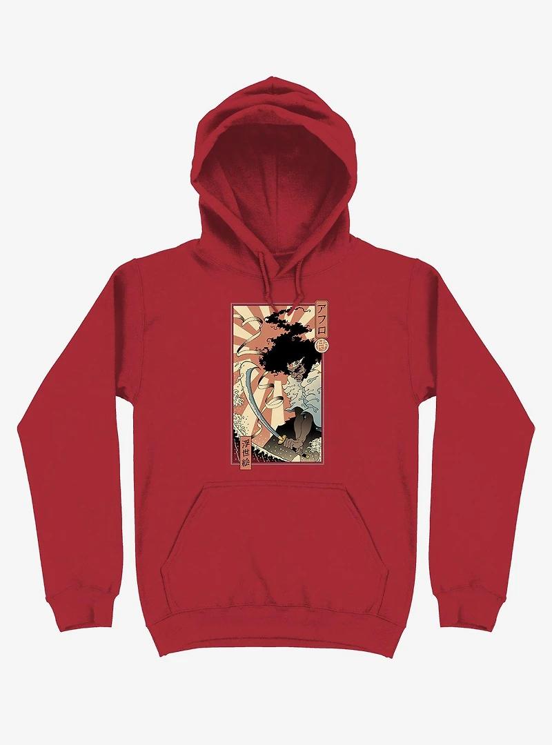 Samurai Sword Ocean Ukiyo-e Red Hoodie