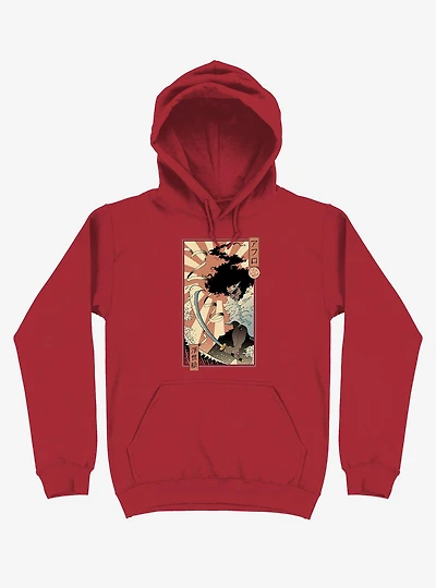 Samurai Sword Ocean Ukiyo-e Red Hoodie