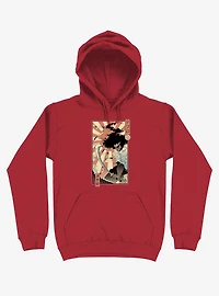 Samurai Sword Ocean Ukiyo-e Red Hoodie