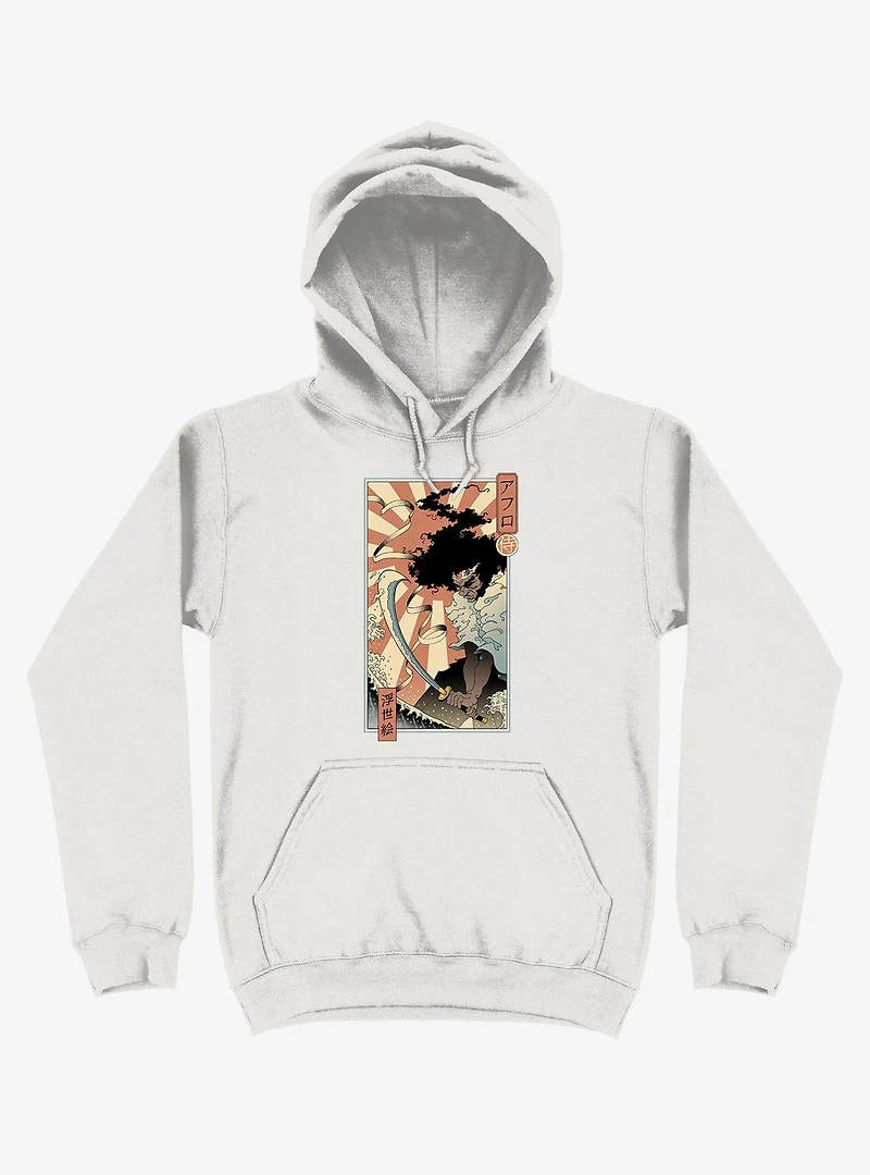 Samurai Sword Ocean Ukiyo-e White Hoodie