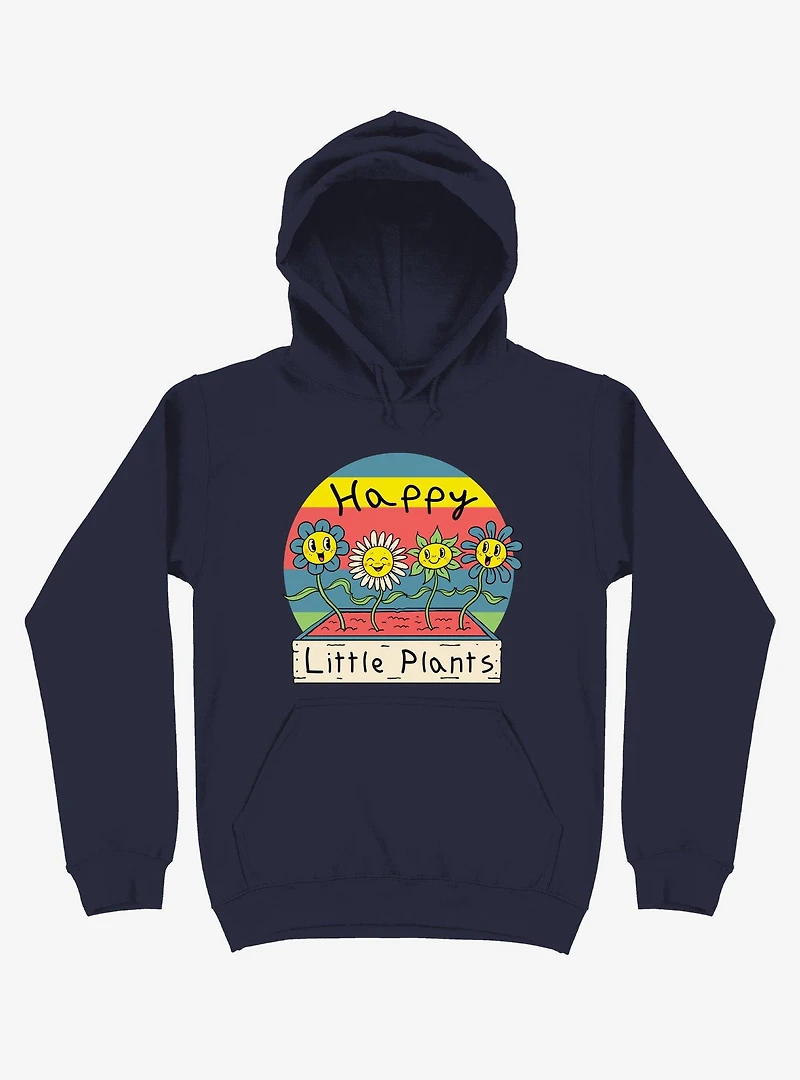 Happy Little Plants Navy Blue Hoodie