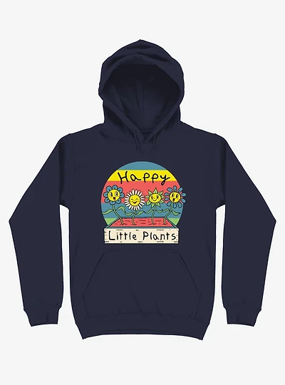Happy Little Plants Navy Blue Hoodie