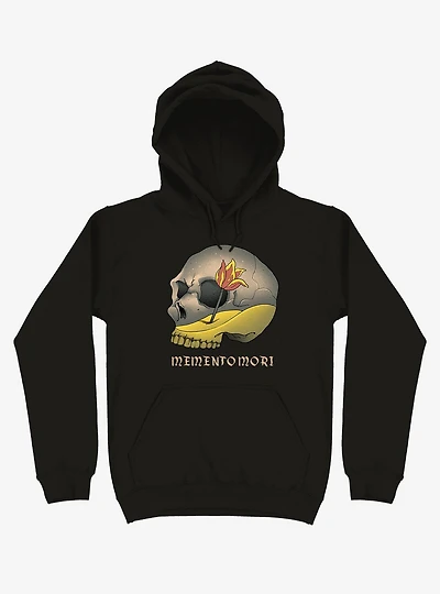 Memento Mori Flower Skull Black Hoodie