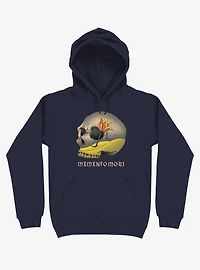 Memento Mori Flower Skull Navy Blue Hoodie