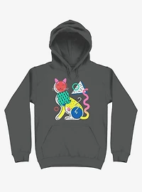 Memphis Cat Design Asphalt Grey Hoodie