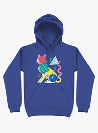 Memphis Cat Design Royal Blue Hoodie
