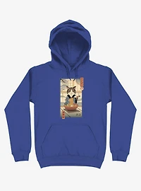 Cat Neko Ramen Ukiyo-e Royal Blue Hoodie