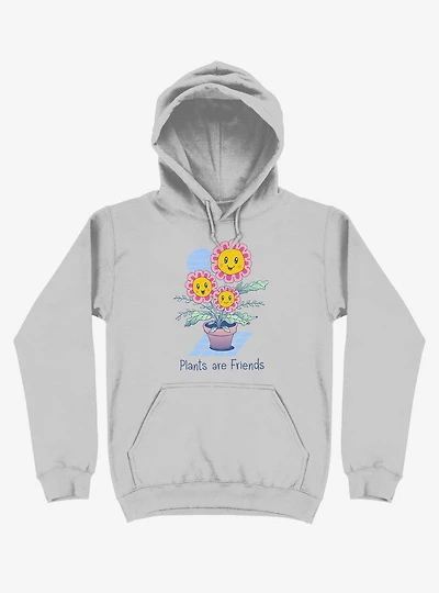 Plants Are Friends! Happy Flowers Silver Hoodie