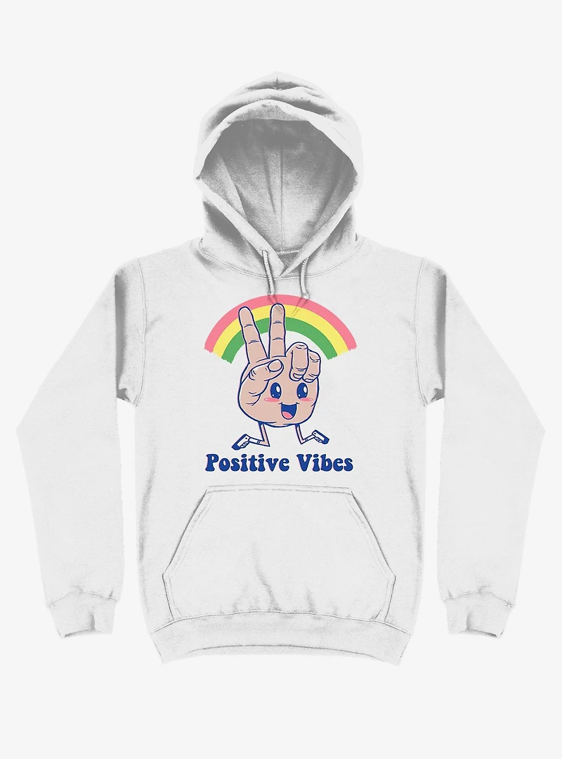 Positive Vibes Rainbow White Hoodie