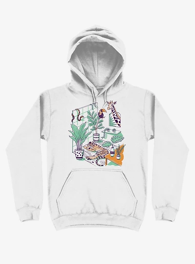 Urban Jungle Tiger Giraffe White Hoodie