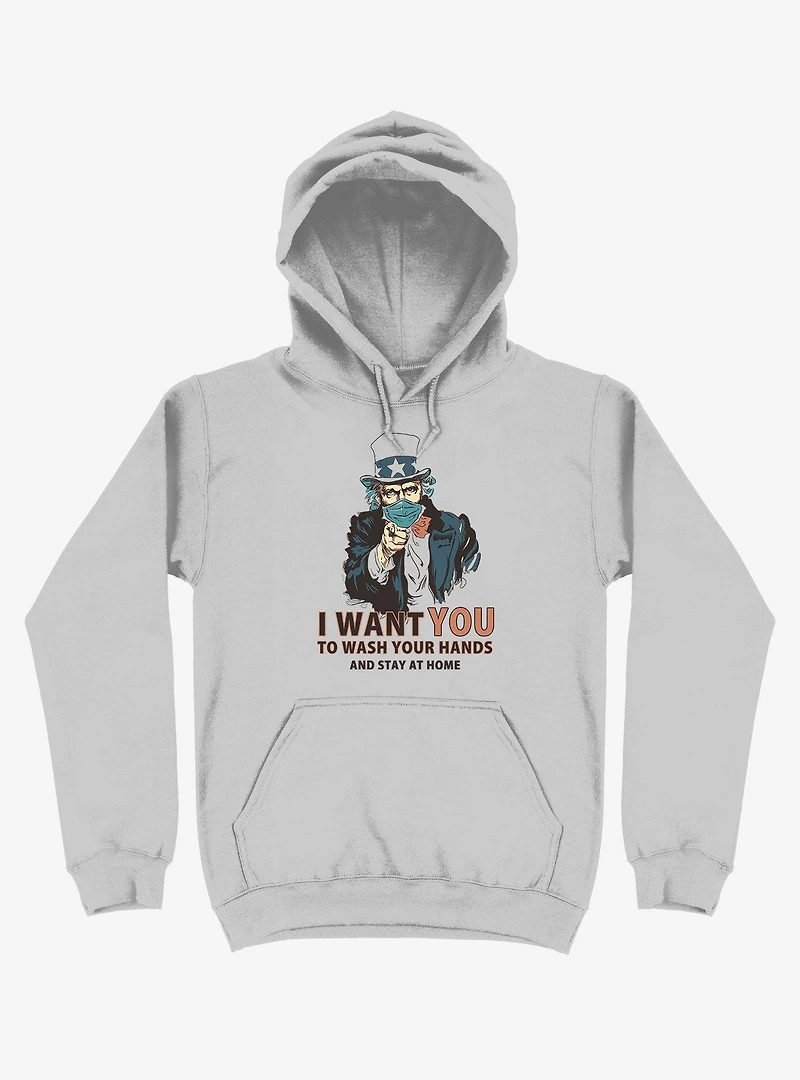 Wash Your Hands! Mask Uncle Sam Silver Hoodie