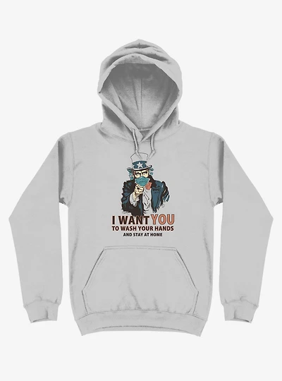 Wash Your Hands! Mask Uncle Sam Silver Hoodie