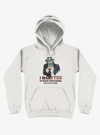 Wash Your Hands! Mask Uncle Sam White Hoodie