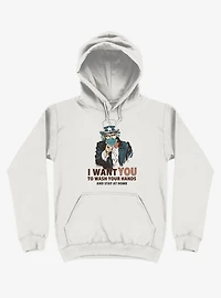 Wash Your Hands! Mask Uncle Sam White Hoodie