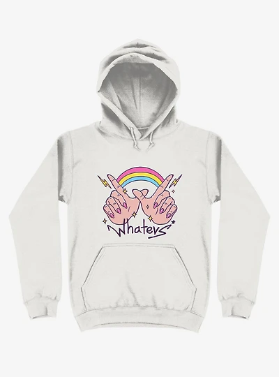 Rainbow Whatevs! White Hoodie