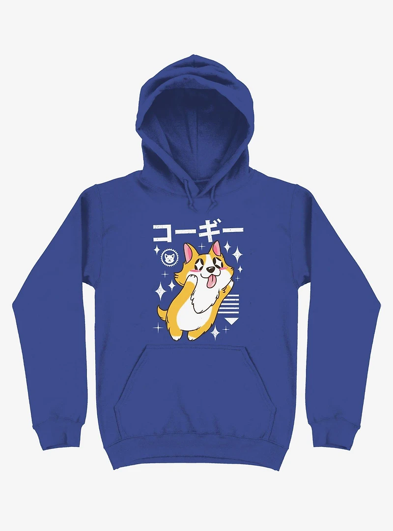 Kawaii Corgi Royal Blue Hoodie