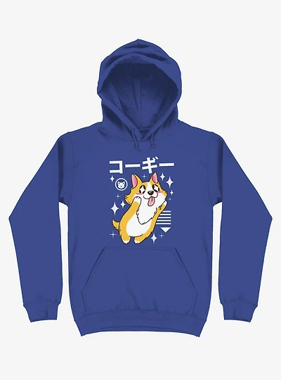 Kawaii Corgi Royal Blue Hoodie