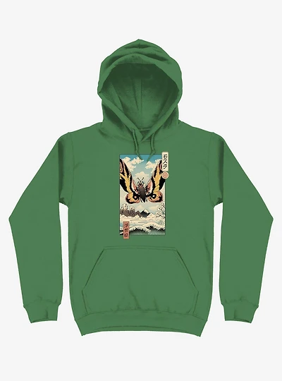Ancient Moth Ukiyo-e Kelly Green Hoodie