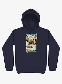 Ancient Moth Ukiyo-e Navy Blue Hoodie