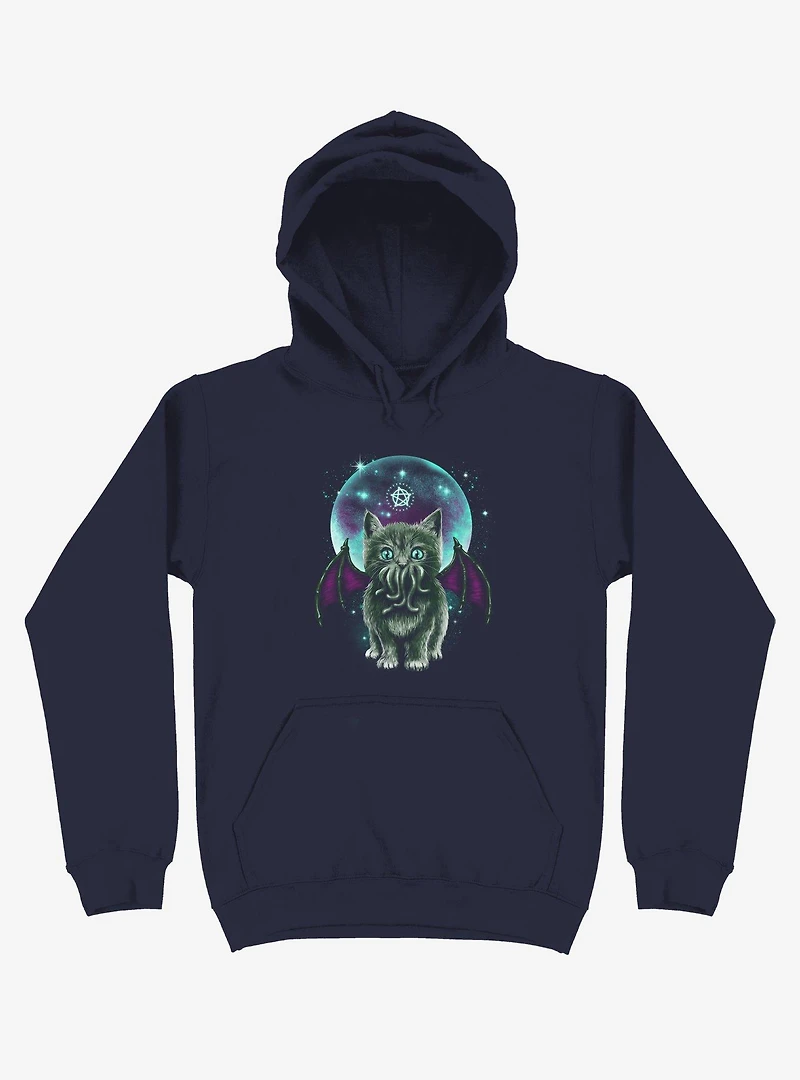 Cosmic Purrrcraft Navy Blue Hoodie