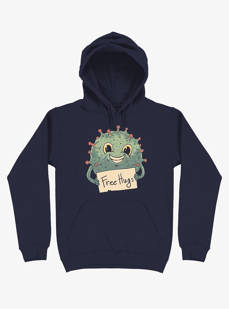 Free Virus Hugs Navy Blue Hoodie