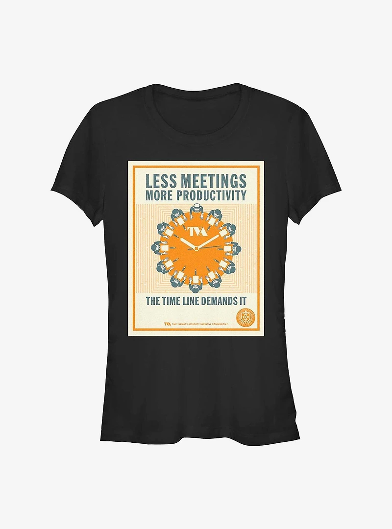 Marvel Loki Less Meetings More Productivity Girls T-Shirt