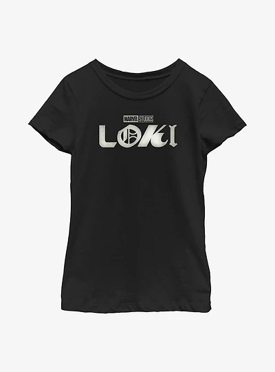 Marvel Loki Logo Film Grain Youth Girls T-Shirt