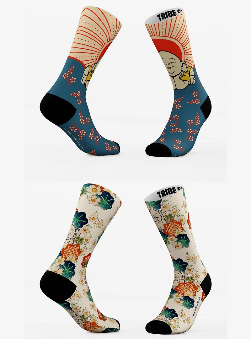 Rising Sun and Watercolor Bitty Buda Socks 2 Pack